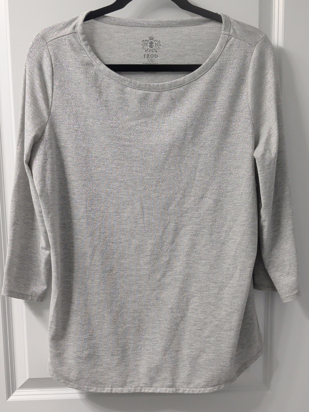 Izod Silver Metallic-Texture 3/4 Long Sleeve Tee